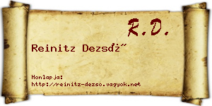 Reinitz Dezső névjegykártya